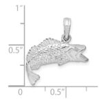 De-Ani Sterling Silver Rhodium-Plated Polished Bass Fish Curved Tail Pendant - Image 4