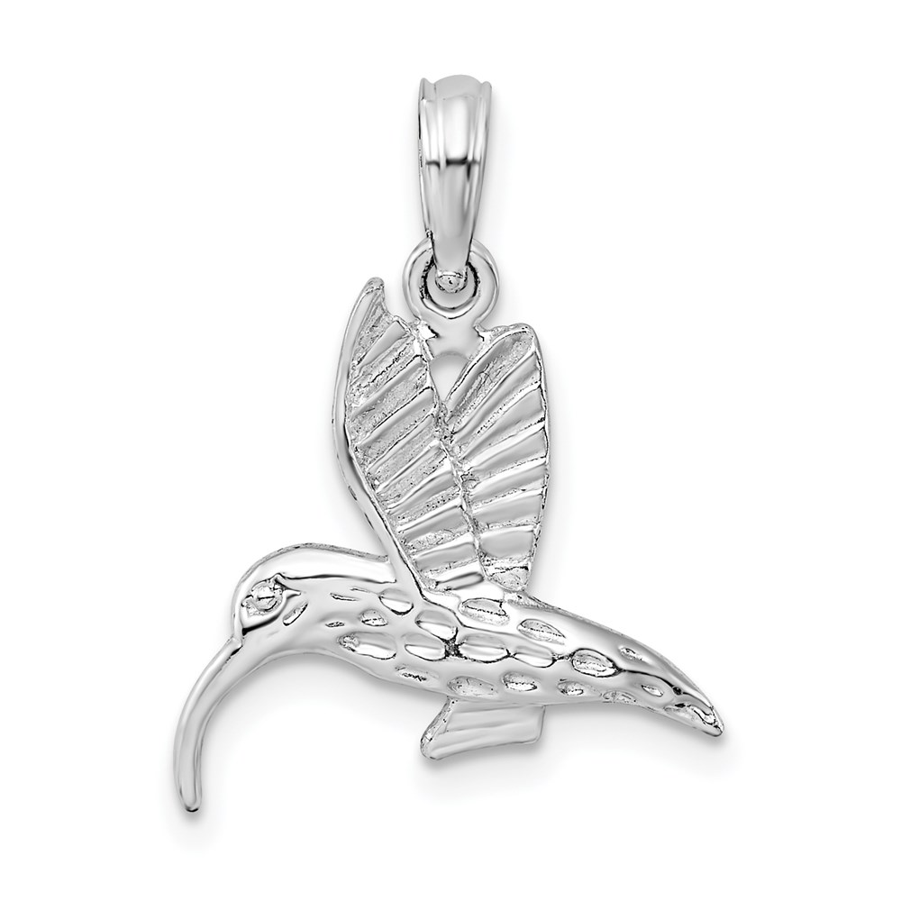 QC10121.jpg De-Ani Sterling Silver Rhodium-Plated Polished Hummingbird Pendant - Image 1