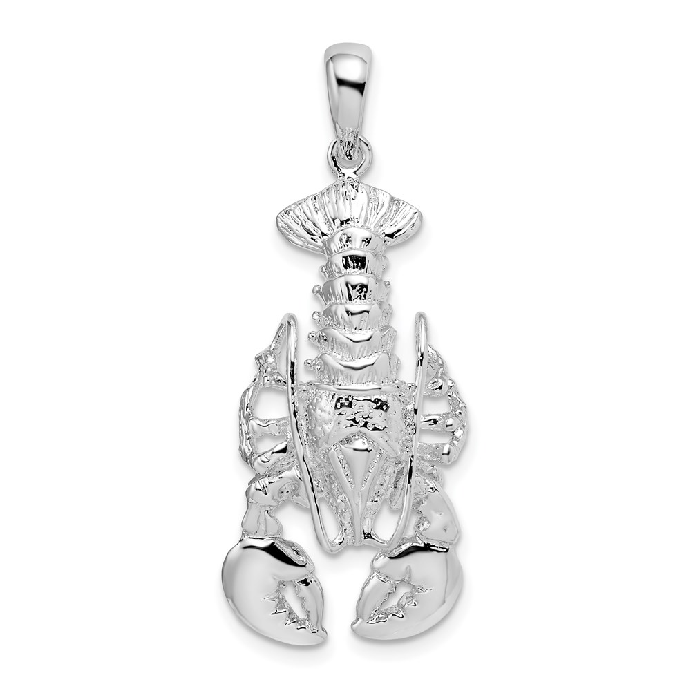 QC10129.jpg De-Ani Sterling Silver Rhodium-Plated Polished Moveable Lobster Pendant - Image 1