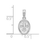 De-Ani Sterling Silver Rhodium-plated Polished and Textured Fleur de Lis Small Oval Pendant - Image 4