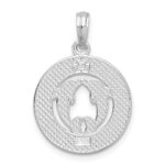 De-Ani Sterling Silver Rhodium-Plated Virginia Beach with Dolphins Circle Pendant - Image 3