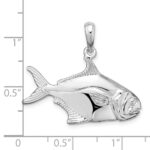 De-Ani Sterling Silver Rhodium-Plated Polished 3D Pompano Fish Pendant - Image 4