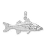 De-Ani Sterling Silver Rhodium-Plated Polished 3D Snook Fish Pendant - Image 3