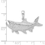 De-Ani Sterling Silver Rhodium-Plated Polished Tarpon Fish Pendant - Image 4