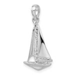 De-Ani Sterling Silver Rhodium-Plated Polished 3D Sailboat Pendant - Image 4