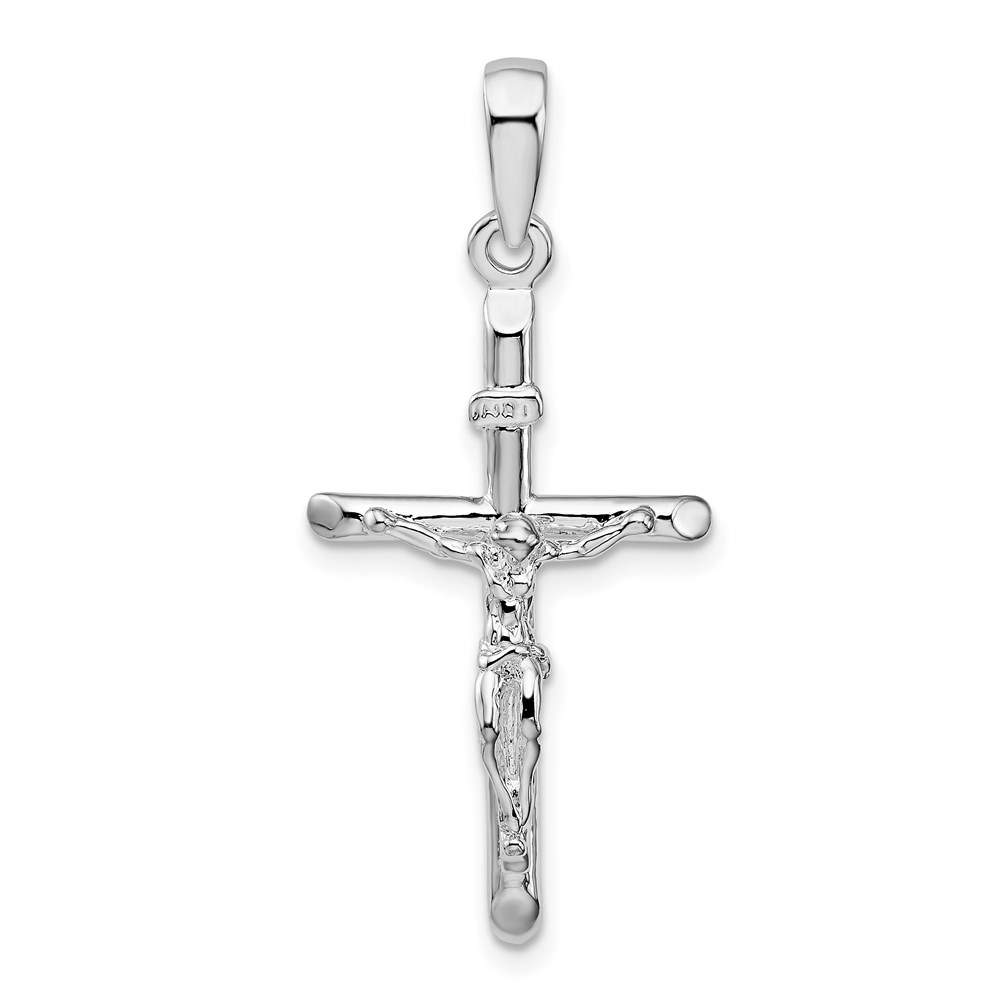 QC10168.jpg De-Ani Sterling Silver Rhodium-Plated Polished Crucifix Cross Pendant - Image 1