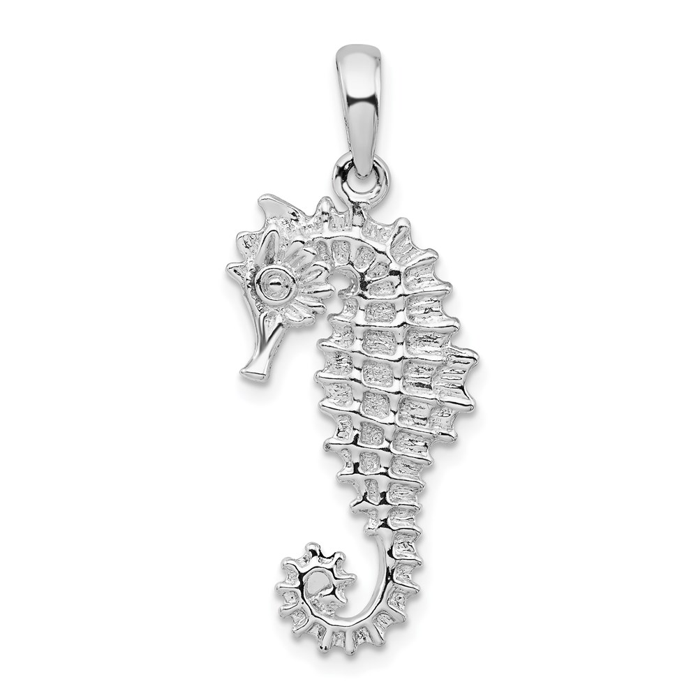 QC10174.jpg De-Ani Sterling Silver Rhodium-Plated Polished 3D Sea Horse Pendant - Image 1