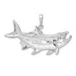 De-Ani Sterling Silver Rhodium-Plated Tarpon Fish with Open Mouth Pendant - Image 4