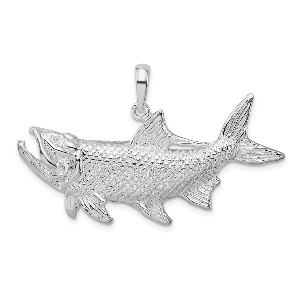 QC10179.jpg De-Ani Sterling Silver Rhodium-Plated Tarpon Fish with Open Mouth Pendant - Image 1
