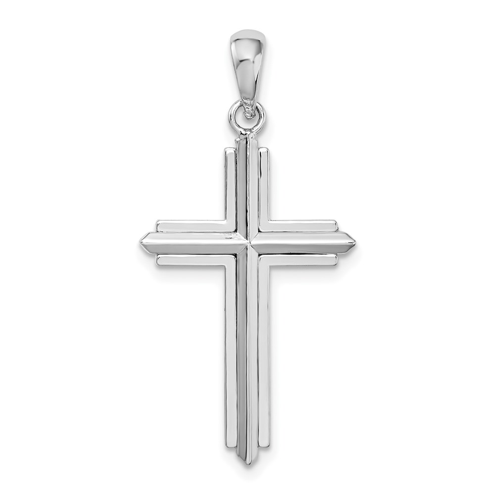QC10185.jpg De-Ani Sterling Silver Rhodium-plated Passion Cross with Frame Pendant - Image 1
