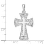 De-Ani Sterling Silver Rhodium-Plated Fancy Heart Design Cross Pendant - Image 3