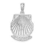 De-Ani Sterling Silver Rhodium-Plated Polished Jamaica Scallop Shell Pendant - Image 4