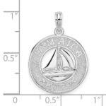 De-Ani Sterling Silver Rhodium-Plated Jamaica Round Circle with Sailboat Pendant - Image 3