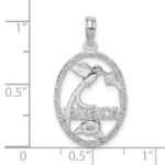 De-Ani Sterling Silver Rhodium-Plated Jamaica Oval Bird and Flower Pendant - Image 3