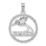 De-Ani Sterling Silver Rhodium-Plated Polished Jamaica Round Circle with Bird Pendant