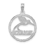 De-Ani Sterling Silver Rhodium-Plated Polished Jamaica Round Circle with Bird Pendant - Image 4
