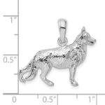De-Ani Sterling Silver Rhodium-Plated Textured 3D German Shepherd Pendant - Image 3