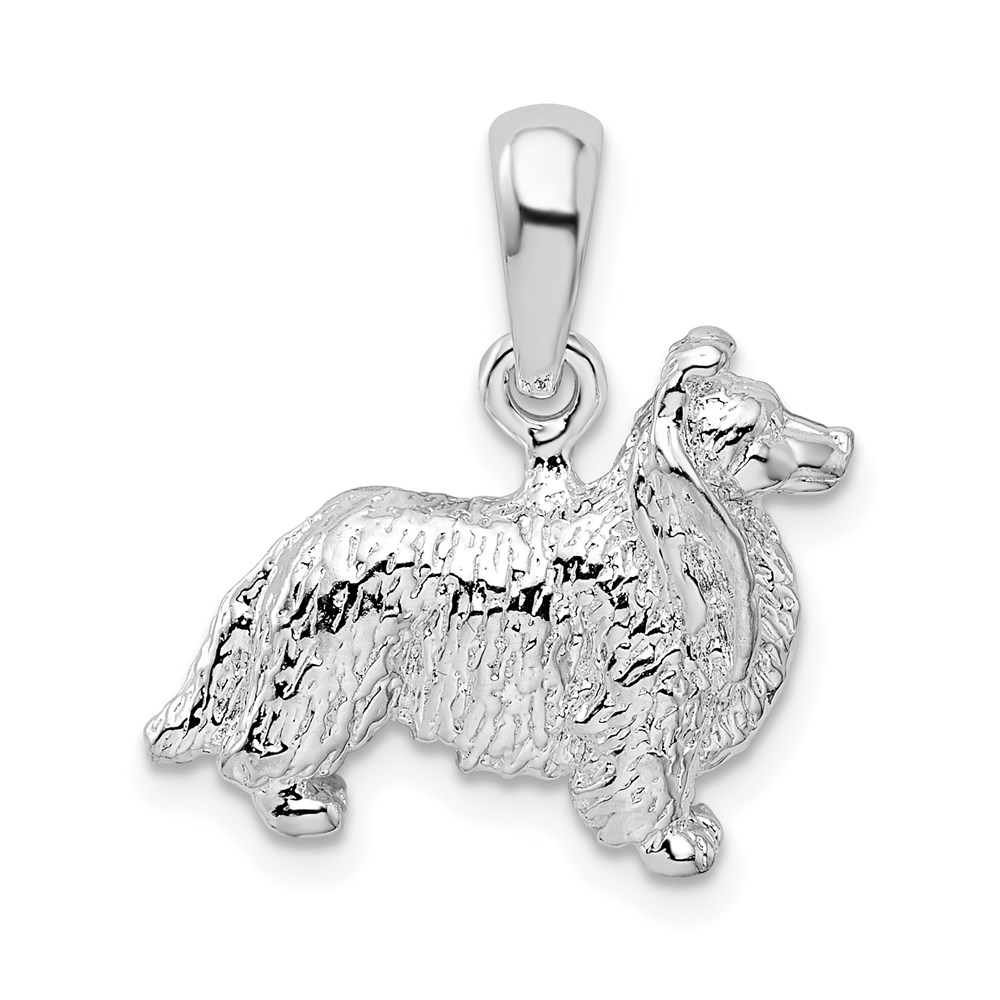 QC10236.jpg De-Ani Sterling Silver Rhodium-Plated Textured 3D Shetland Sheepdog Pendant - Image 1