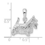 De-Ani Sterling Silver Rhodium-Plated Textured 3D Scottish Terrier Pendant - Image 3
