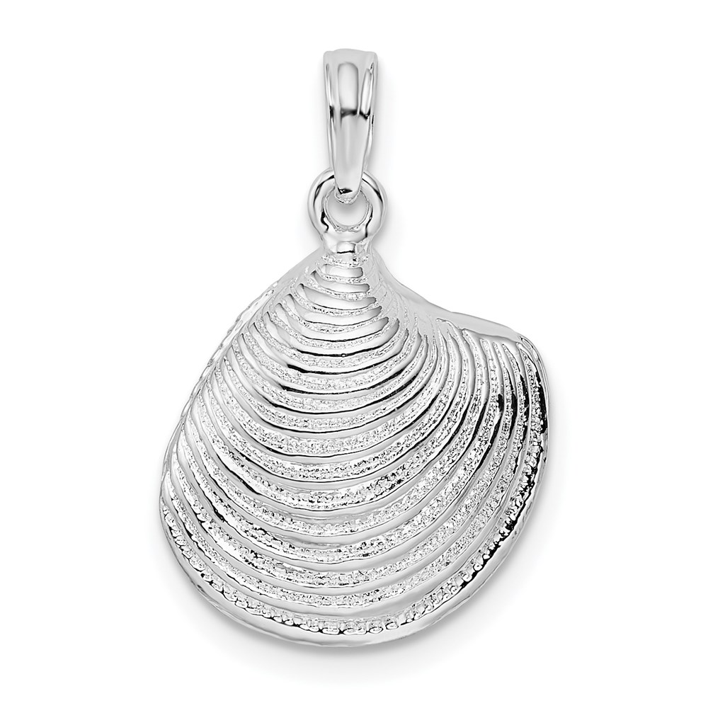 QC10254.jpg De-Ani Sterling Silver Rhodium-Plated Polished 3D Clam Shell Pendant - Image 1