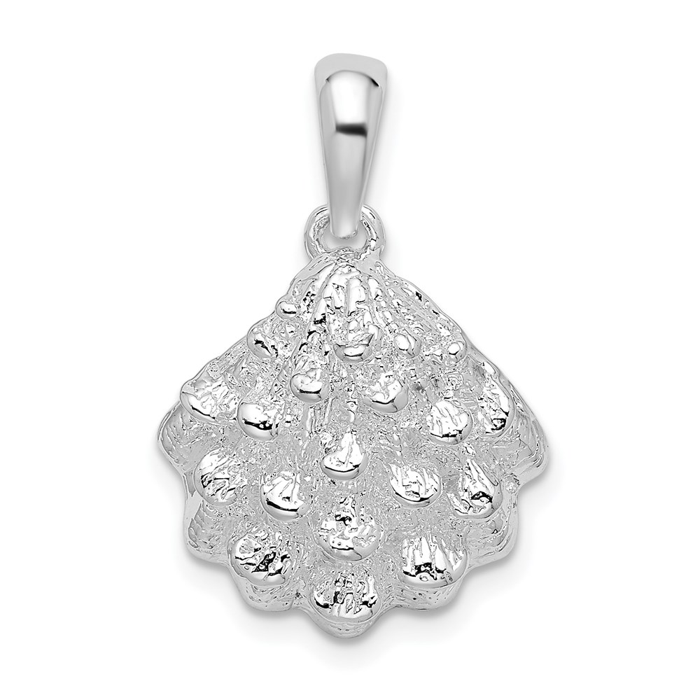 QC10258.jpg De-Ani Sterling Silver Rhodium-Plated Textured Oyster Shell Pendant - Image 1