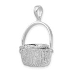 De-Ani Sterling Silver Rhodium-Plated Moveable 3D Nantucket Basket Pendant - Image 6