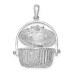 De-Ani Sterling Silver Rhodium-Plated Moveable 3D Nantucket Basket Pendant - Image 3