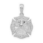 De-Ani Sterling Silver Rhodium-Plated Polished Reversible Fireman Medal Pendant - Image 4