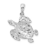 De-Ani Sterling Silver Rhodium-Plated Polished Sea Turtle Pendant - Image 4