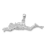 De-Ani Sterling Silver Rhodium-Plated Polished 3D Male Scuba Diver Pendant - Image 4