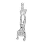 De-Ani Sterling Silver Rhodium-Plated Polished 3D Female Scuba Diver Pendant - Image 4