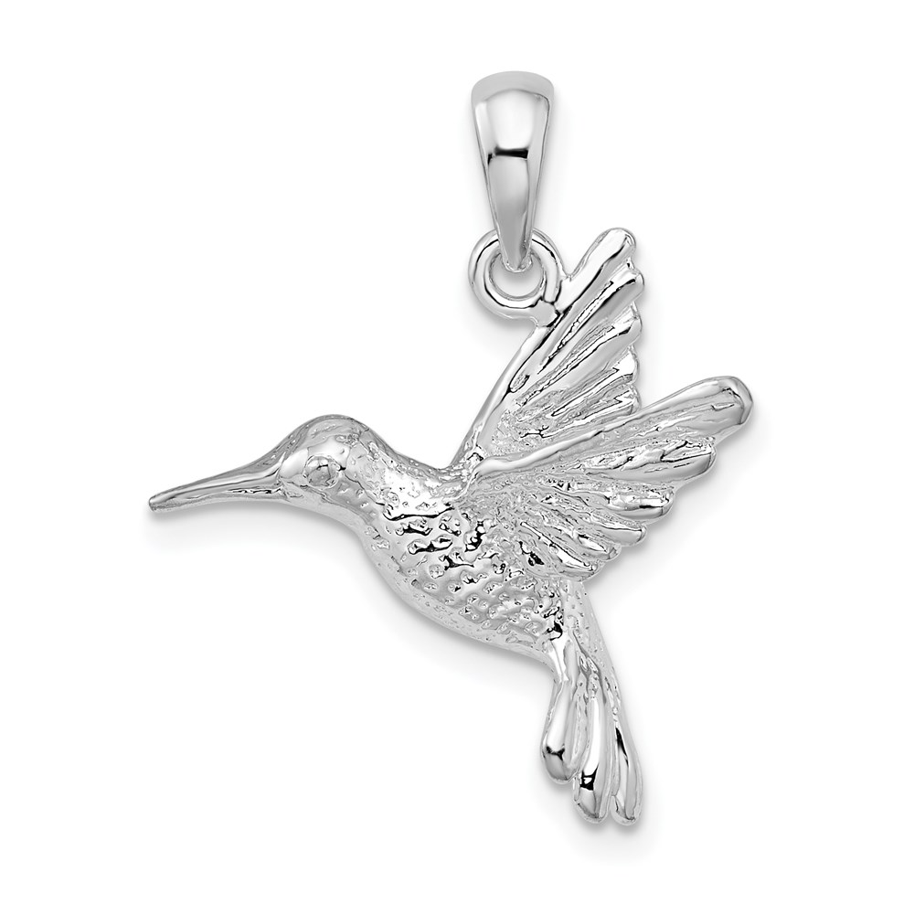 QC10280.jpg De-Ani Sterling Silver Rhodium-Plated Polished Hummingbird Pendant - Image 1