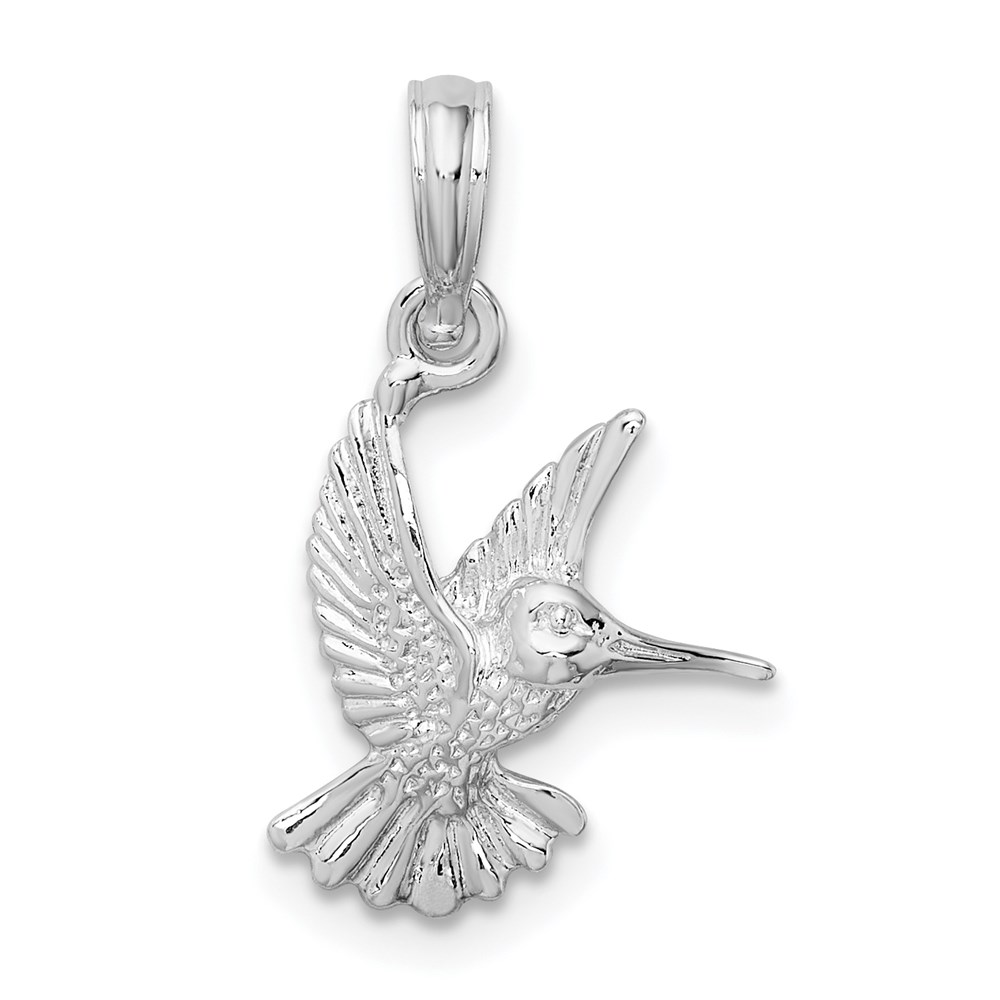 QC10282.jpg De-Ani Sterling Silver Rhodium-Plated Polished Hummingbird Pendant - Image 1