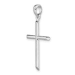 De-Ani Sterling Silver Rhodium-Plated 3D Cylinder with Beveled Ends Cross Pendant - Image 5