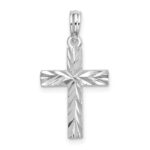 De-Ani Sterling Silver Rhodium-plated All-Over Diamond-Cut Latin Cross Pendant