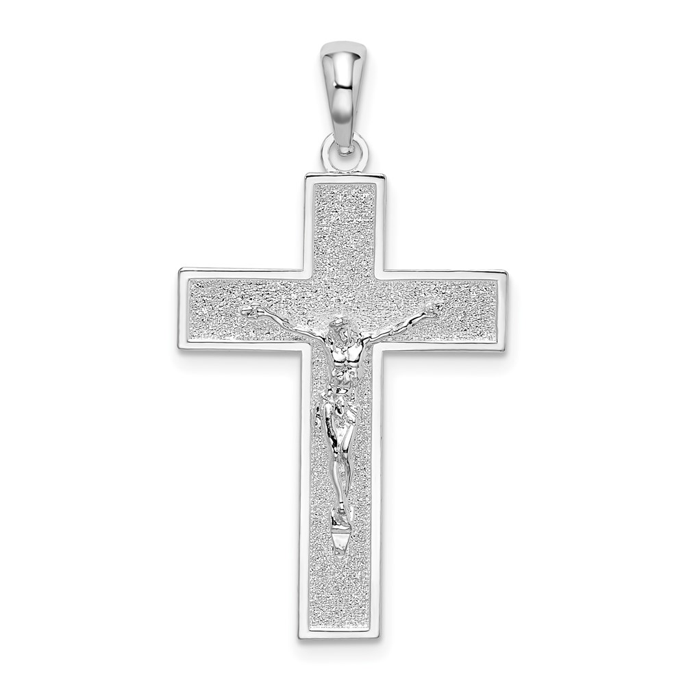 QC10291.jpg De-Ani Sterling Silver Rhodium-Plated Textured Latin Crucifix Pendant - Image 1