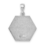 De-Ani Sterling Silver Rhodium-Plated Polished Caduceus Hexagon Disc Pendant - Image 4