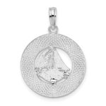 De-Ani Sterling Silver Rhodium-Plated Pentwater Michigan Circle with Sailboat Pendant - Image 4