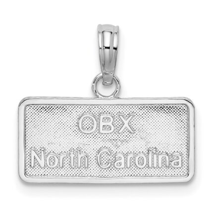 De-Ani Sterling Silver Rhodium-Plated OBX North Carolina License Plate Pendant