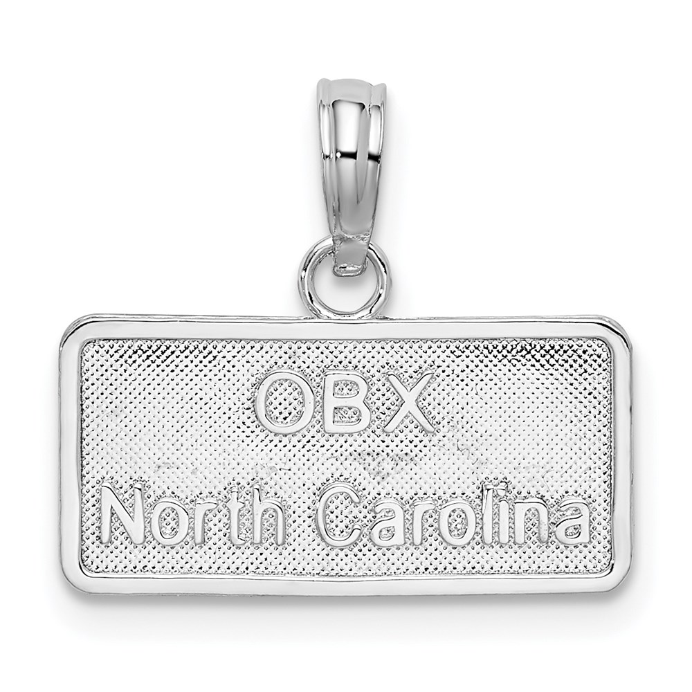 QC10317.jpg De-Ani Sterling Silver Rhodium-Plated OBX North Carolina License Plate Pendant - Image 1