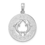 De-Ani Sterling Silver Rhodium-Plated Port Aransas Circle with Dolphins Pendant