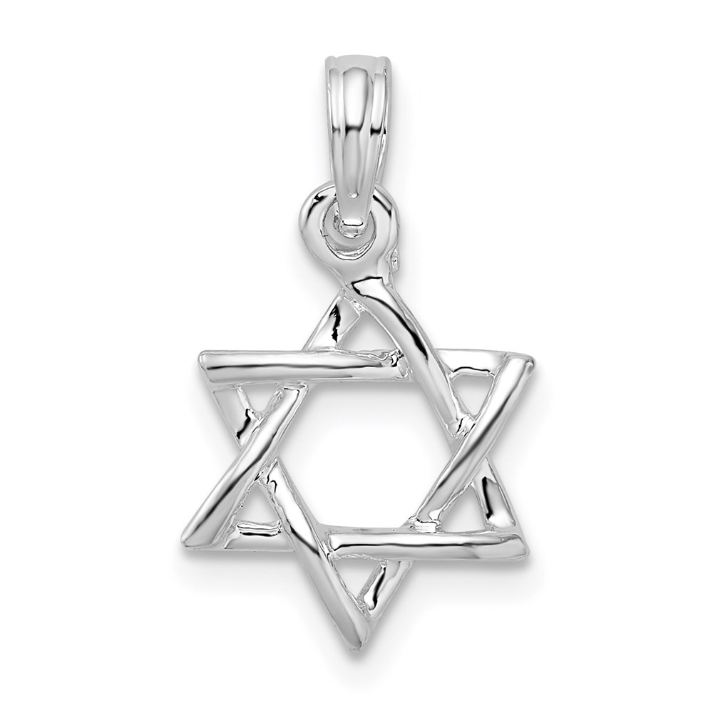 QC10327.jpg De-Ani Sterling Silver Rhodium-plated Polished 3D Cut-Out Star of David Pendant - Image 1