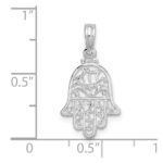 De-Ani Sterling Silver Rhodium-Plated Polished Cut-Out Hamsa Pendant - Image 3