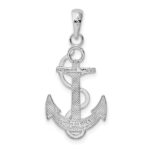 De-Ani Sterling Silver Rhodium-Plated Polished Anchor with Rope Pendant - Image 4
