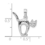 De-Ani Sterling Silver Rhodium-Plated Textured 3D Cat with Arched Back Pendant - Image 3