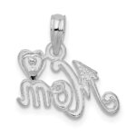 De-Ani Sterling Silver Polished Mom with Heart Pendant - Image 4