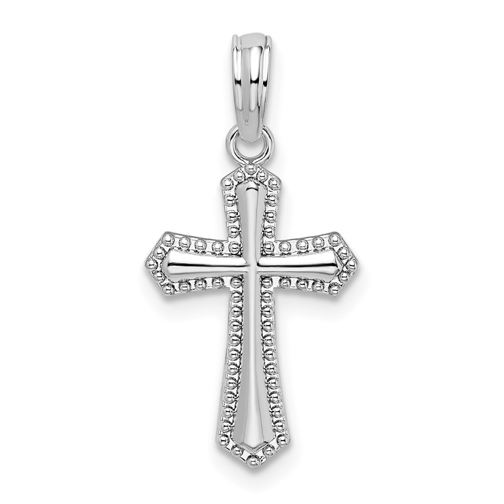 QC10350.jpg De-Ani Sterling Silver Rhodium-plated Polished Beaded Passion Cross Pendant - Image 1