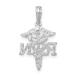 De-Ani Sterling Silver Rhodium-Plated Polished RN Caduceus Pendant - Image 4