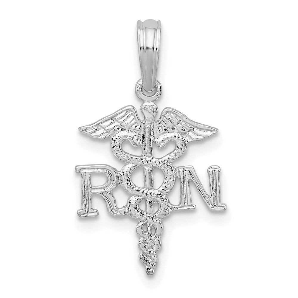 QC10352.jpg De-Ani Sterling Silver Rhodium-Plated Polished RN Caduceus Pendant - Image 1