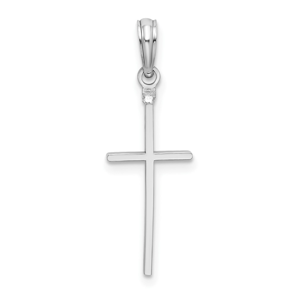 QC10353R.jpg De-Ani Sterling Silver Rhodium-Plated Polished Thin Latin Cross Pendant - Image 1